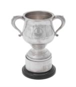 A silver twin handled baluster pedestal trophy cup by S. Blanckensee & Son Ltd.