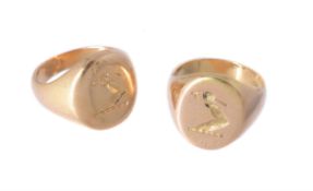 Two gold signet rings