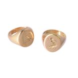 Two gold signet rings