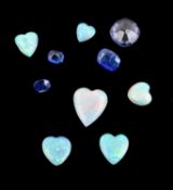 A collection of unmounted sapphires and opals