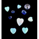 A collection of unmounted sapphires and opals