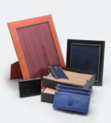 A pink leather photo frame retailed by Asprey