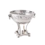A Danish silver pedestal bowl on four supports
