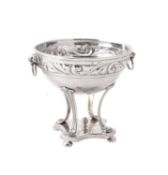 A Danish silver pedestal bowl on four supports