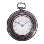Y A silver and tortoiseshell triple-cased verge pocket watch Edward Prior