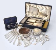 A collection of silver and silver mounted items