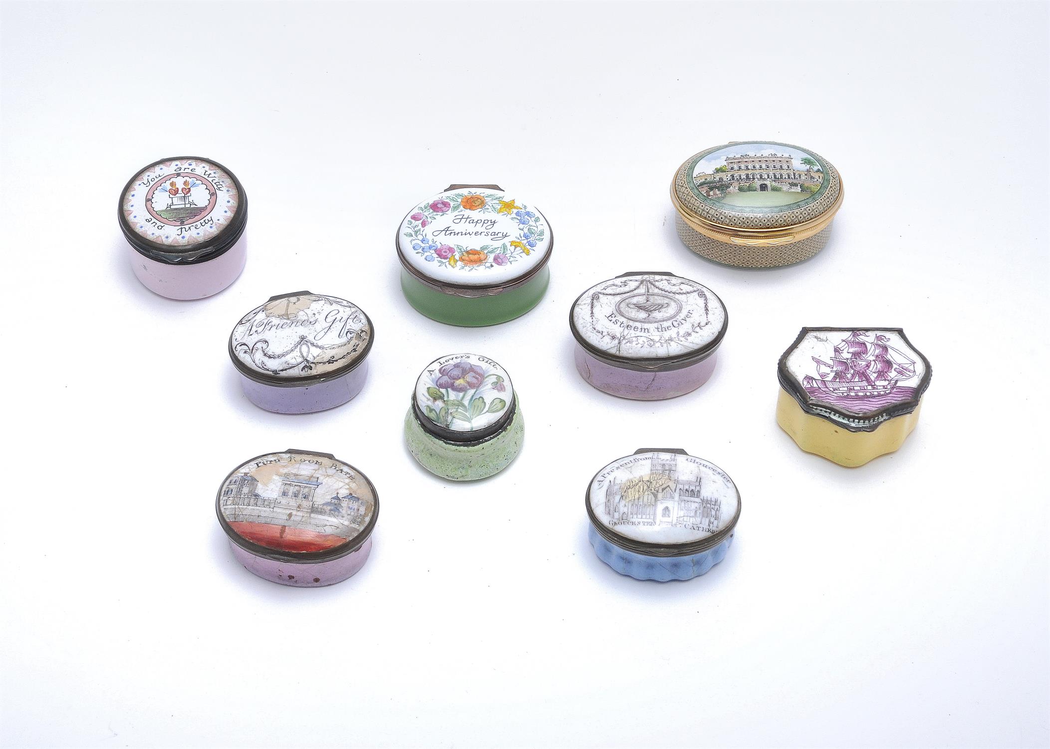 A collection of nine enamel boxes