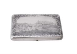 A Russian silver and niello cigarette case