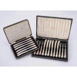 A cased set of six silver Albany pattern dessert knives and forks