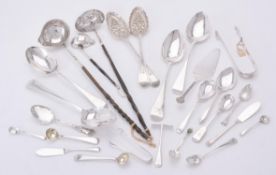 A collection of silver flatware