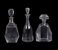 Three silver mounted decanters and stoppers