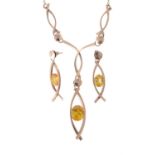 A white and yellow stone necklace