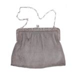 A French silver mesh evening bag