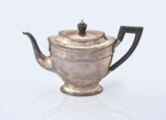 A continental silver oval tea pot