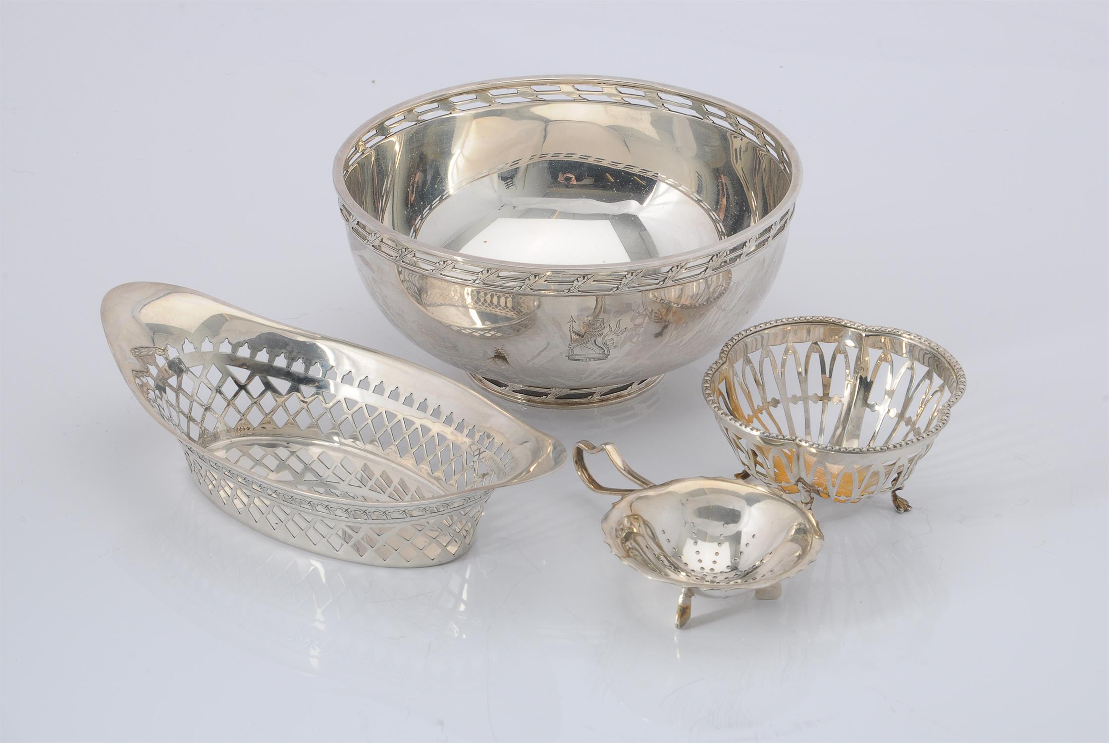 A silver circular bowl by Mappin & Webb