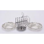 A pair of Victorian silver shaped circular dishes by Martin, Hall & Co.