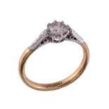 A diamond single stone ring