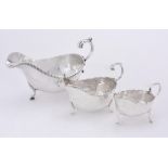 A silver shaped oval sauce boat by Northern Goldsmiths Co.