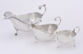 A silver shaped oval sauce boat by Northern Goldsmiths Co.