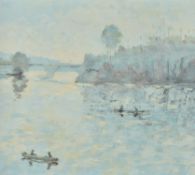 λ William Foreman (British b. 1939), Fishing on the Seine near Bonsecours