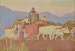 λ Charles Gere (British 1869-1957) , Harvesting the grapes