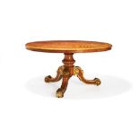 A fine Victorian parcel-gilt satinwood centre table