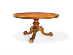 A fine Victorian parcel-gilt satinwood centre table