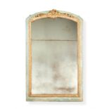 A green painted, parcel giltwood, and composition wall mirror