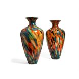 A large pair of multi-coloured Italian glass vases