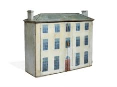 A painted wood doll's house