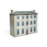 A painted wood doll's house