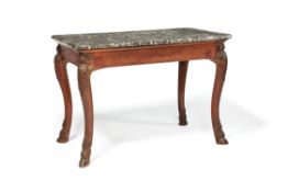 An oak and marble topped centre table or table à gibier in 18th century style