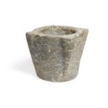 An Italian grey and white fossil marble mortar