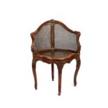 A French walnut corner chair or fauteuil de bureau