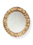 A Continental carved and silvered wood wall mirror