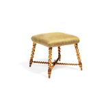 A Victorian giltwood and upholstered stool