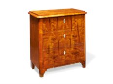 A Biedermeier birch chest of drawers