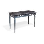 A Louis XVI blue painted console table
