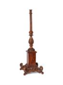 A stained hardwood table lamp base