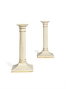 A large pair of Copeland creamware candlesticks