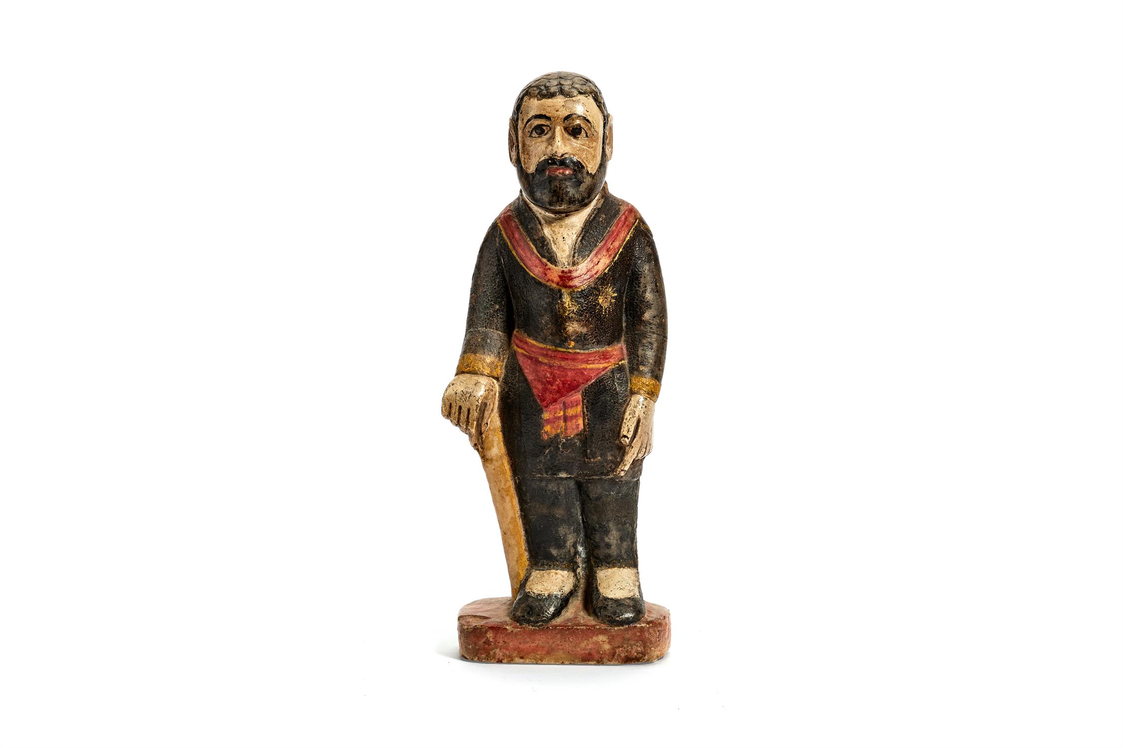 A 19th century polychrome painted alabaster model of Francisco Solano Lopez (1827-1870)