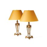 A pair of Regency brass table lamps attributed to Smethurst and Paul