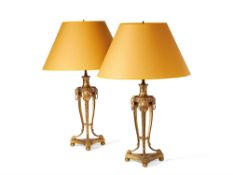 A pair of Regency brass table lamps attributed to Smethurst and Paul