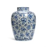 A large Delft blue and white vase