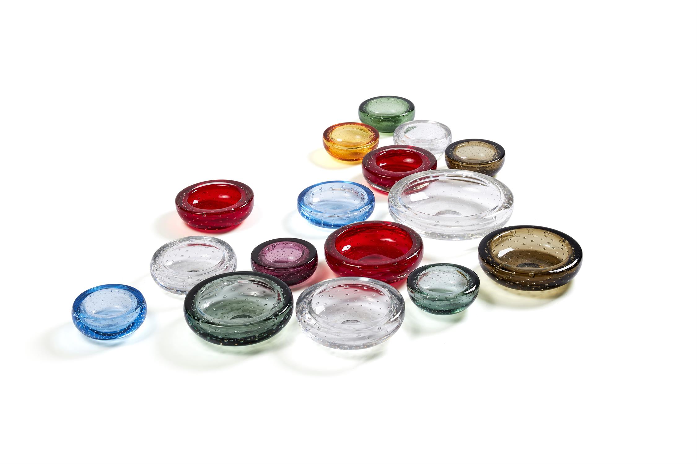 Whitefriars; sixteen various clear and coloured glass ashtrays by William Wilson pattern 9099 - Image 2 of 3