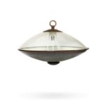 A copper and glazed ceiling light