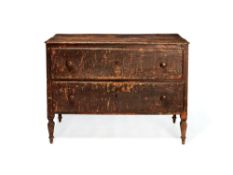 An Italian red painted wood commode