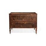 An Italian red painted wood commode