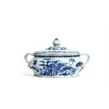 A large Chinese blue and white tureen and cover