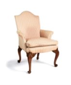 A mahogany and upholstered armchair